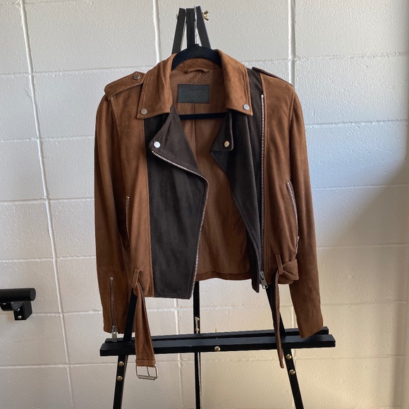 All Saints Two Tone Leather Jacket - Picture 3 of 6